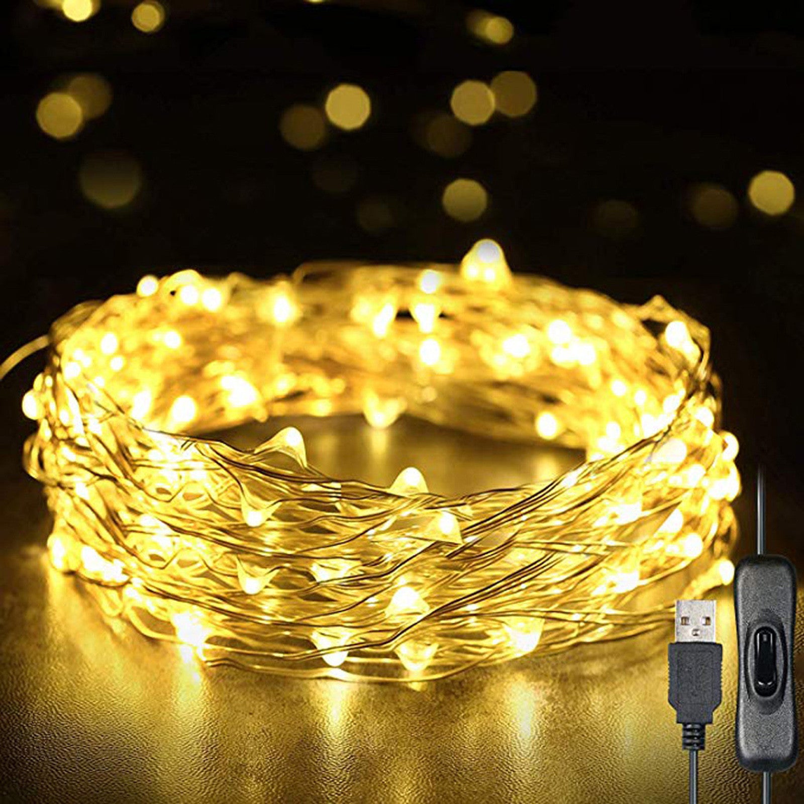 5m 50LED Lights USB Rope Lights IP65 Waterproof Wire Warm Christmas Tree Led lights for bedroom outdoor floor lamp pendant DIY Wedding Party Bedroom Terrace(Multicolor)