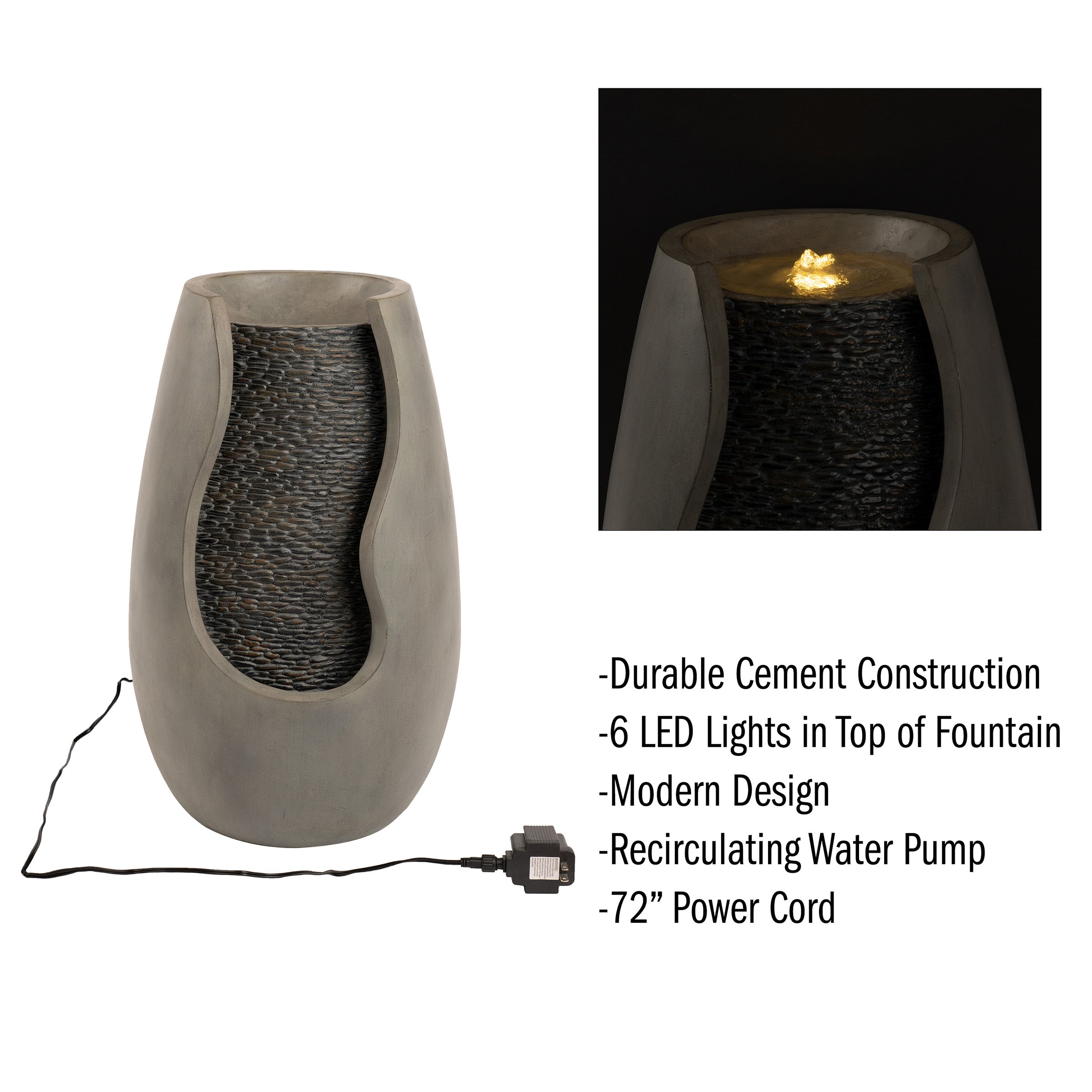 14-Inch Garden Fountain – Cascading Water Feature with 2 Gallon Capacity by Pure Garden