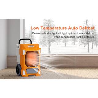 Runesay 190 pt. 7500 sq.ft. Auto Defrost Industrial Commercial Dehumidifier in. OrangesPeaches with Pump for Large Space DHOXR190B7132