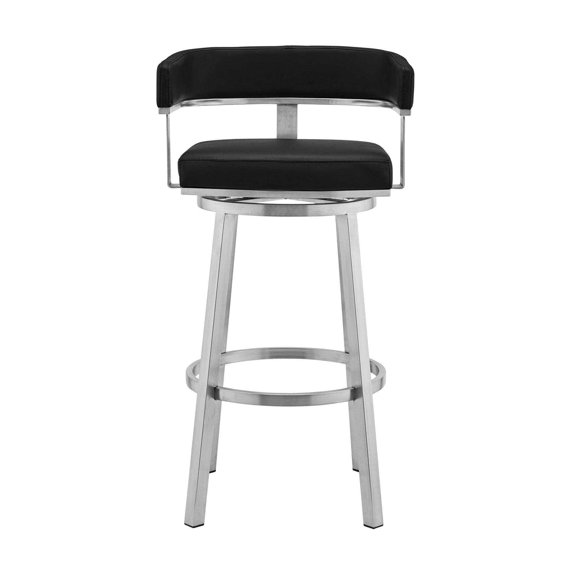 Armen Living Lorin Bar Stool with 360-Degree Swivel， Black