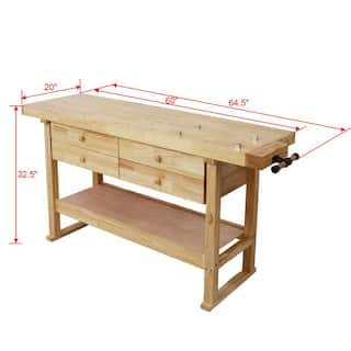 60 in. Wood Workbench with 4 Drawers Wooden Workbench for Garage Workshop and Home Workbench7