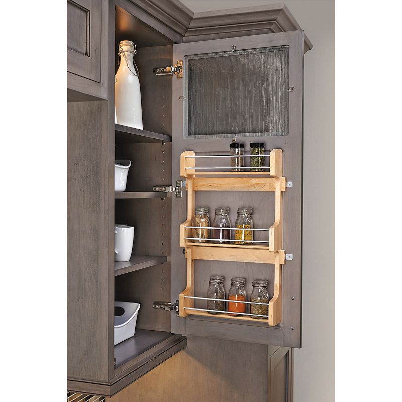 Rev-A-Shelf 18 Kitchen Cabinet Door Mounted 3-Shelf Storage Spice Rack， 4SR-18