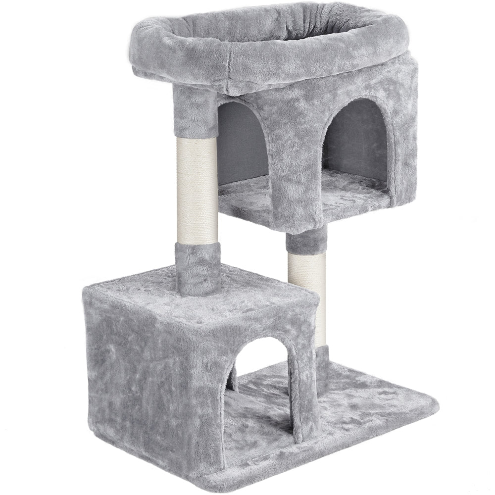 Yaheetech 33.5inch Multilevel Cat Tree House with Scratching Posts Basket Perch Platform for Small Medium Cats， Light Gray