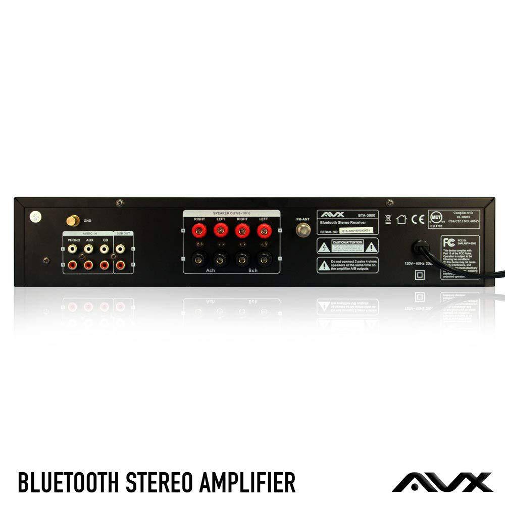 AVX Audio Bluetooth Stereo Amplifier-Receiver With Phono Input and FM Tuner BTA-3000