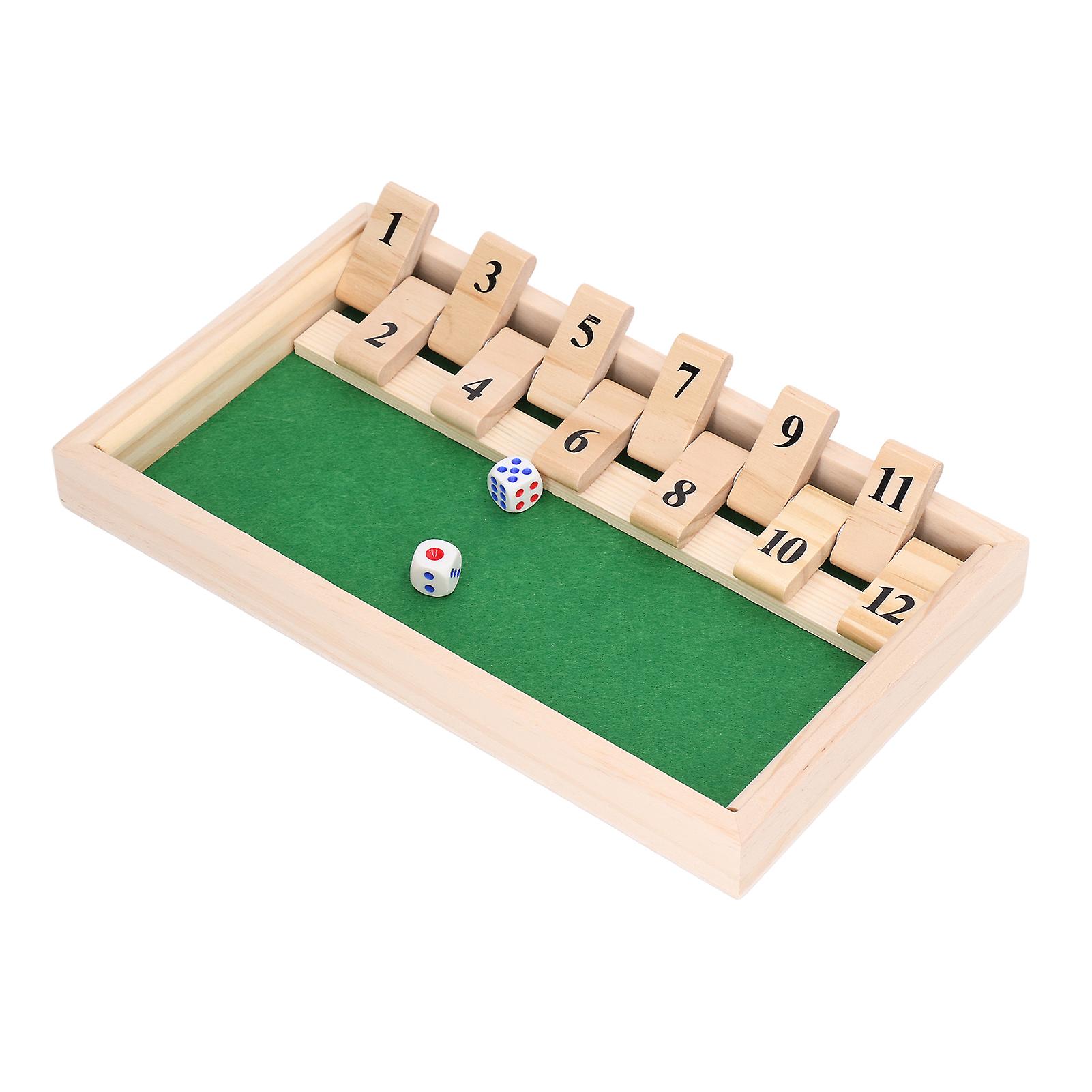 Dice Board Game Portable Party Funny Wooden 12 Numbers Flip Tiles Game Toy for Bars KTV Tea House