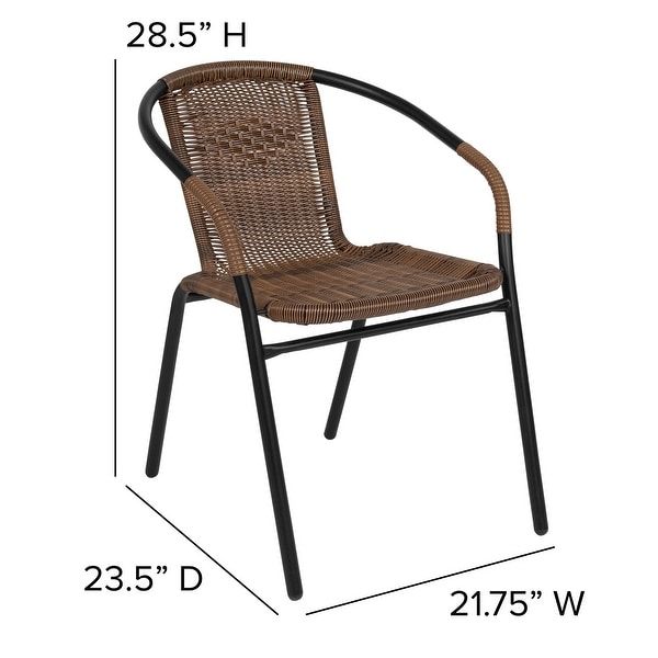 2 Pack Black Rattan Indoor-Outdoor Restaurant Stack Chair