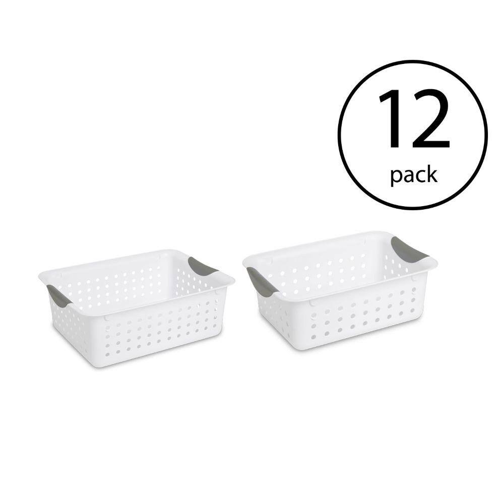 Sterilite Medium and Small Ultra Plastic Storage Bin Organizer Basket (12-Pack) 12 x 16248006 + 12 x 16228012