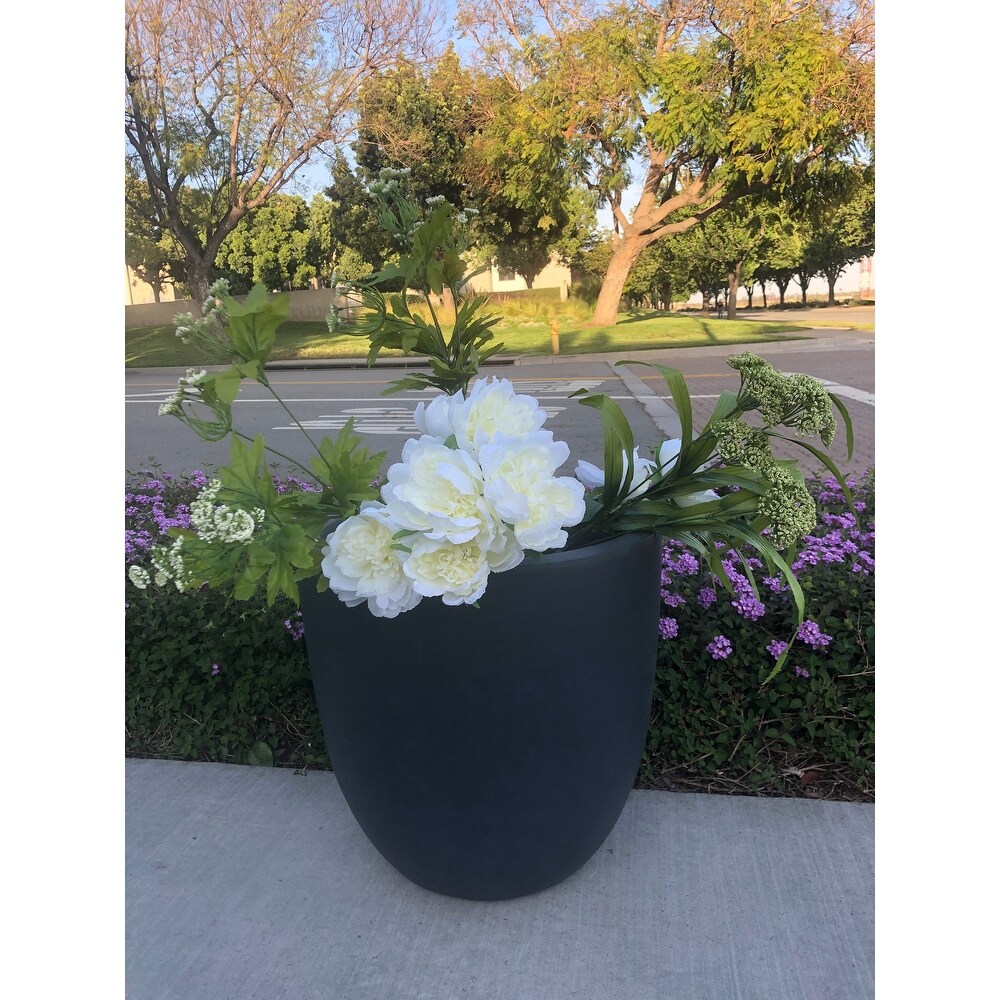 Durx litecrete Lightweight Concrete Modern Seamless Round Cement Color Planter Large   13.8'x13.8'x11.8'