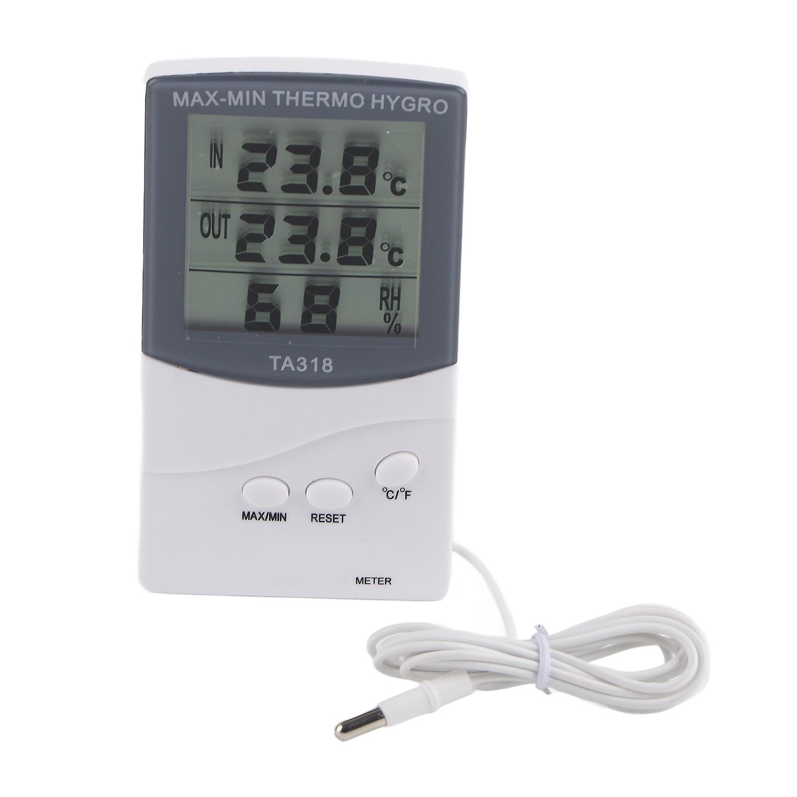 Indoor Outdoor Digital Thermometer 25% Rh To 98% Rh 50 To 70 With Probe Large Screen Temperature Humidity Meter