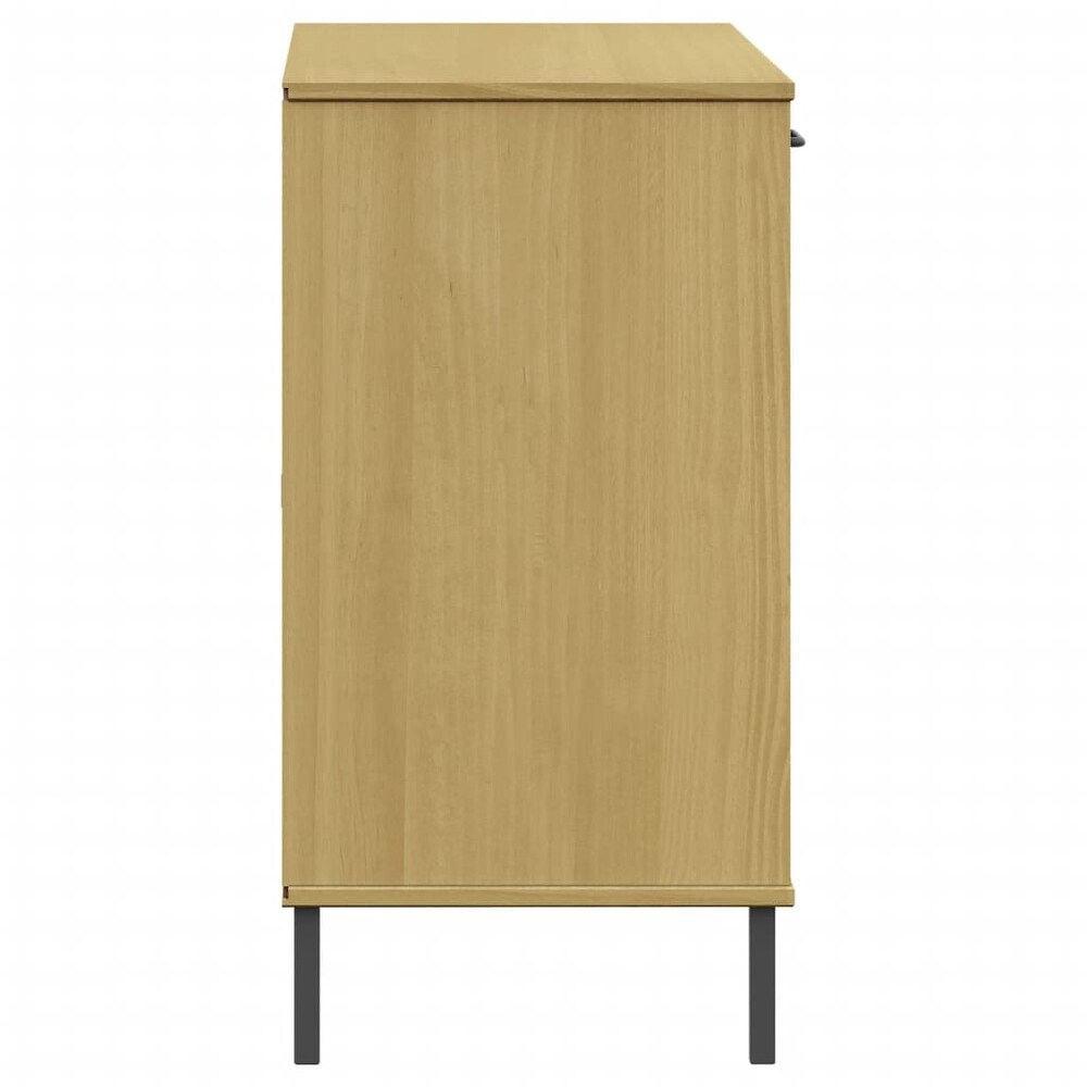 vidaXL Sideboard Buffet Cabinet with Metal Legs for Kitchen Solid Wood OSLO   44.5\