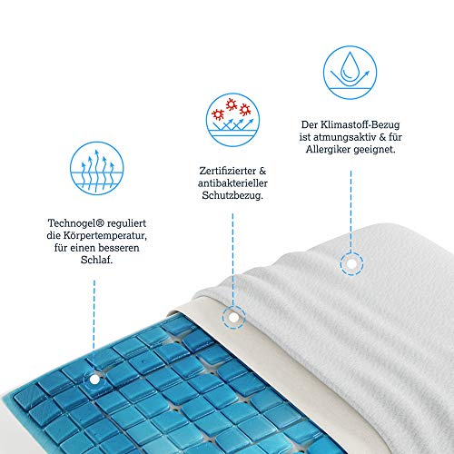 Technogel Deluxe Cooling Gel Pillow - Patented Ergonomic Design for Deeper Sleep