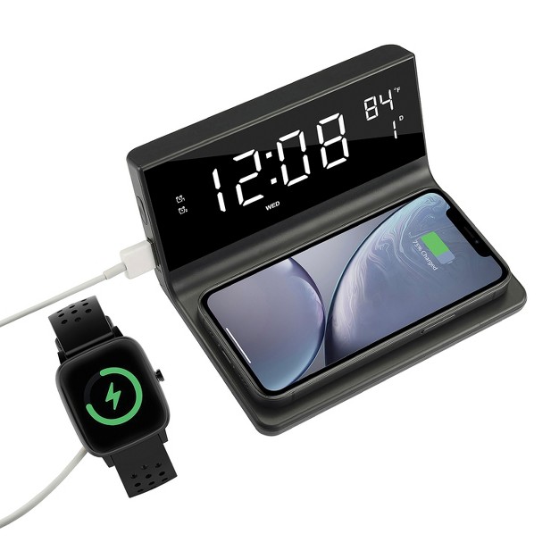 Supersonic Dual Alarm Clock With 2 in 1 Wireless Charging