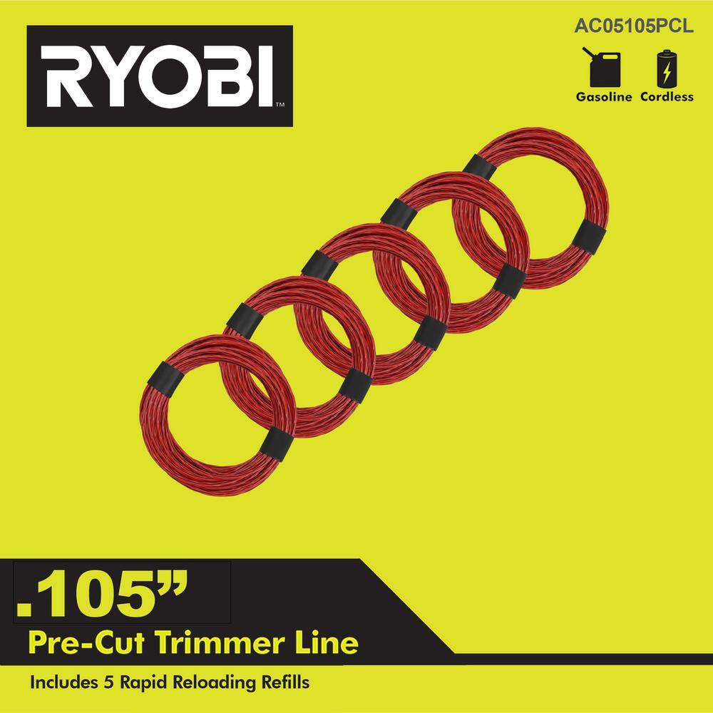 RYOBI 0.105 in. x 13 ft. Pre-Cut Spiral Line (5-Pack) AC05105PCL