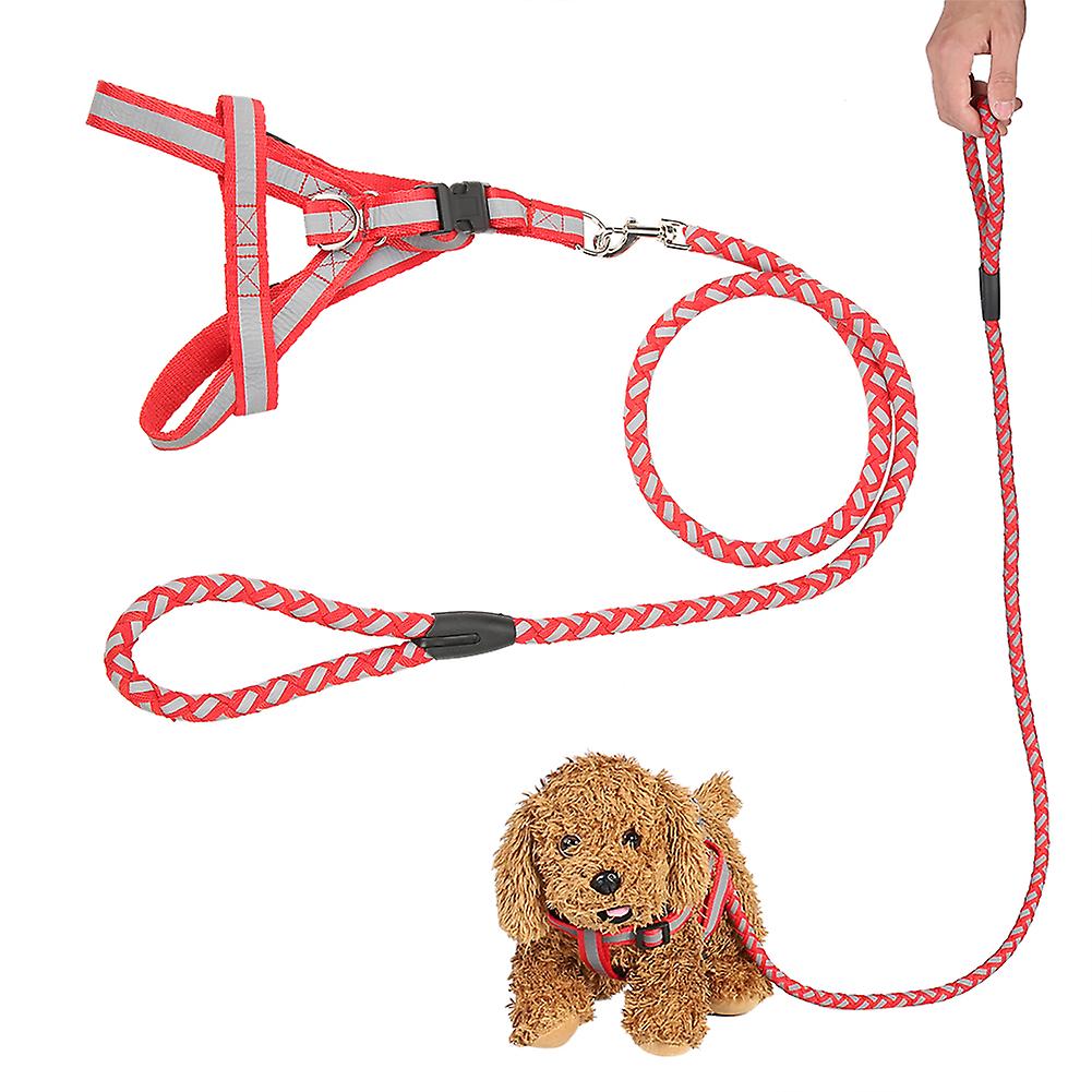 Nylon Adjustable Light Reflecting Dog Harness Pulling Rope Chest Strap(red)