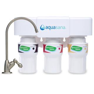 Aquasana 3-Stage under Counter Water Filtration System with Faucet in Brushed Nickel THD-5300.55