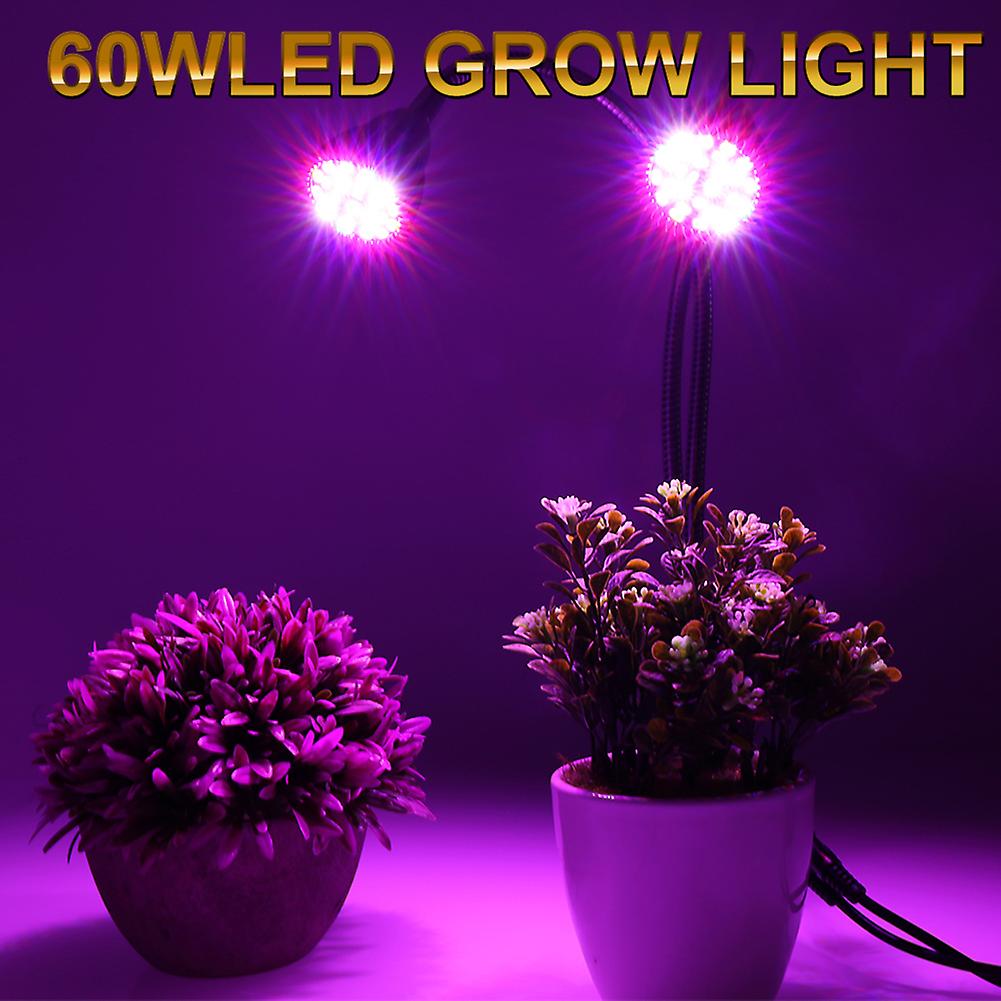 Dual Head 56 Led Indoor Desk Plant Flower Grow Light 9.5w 85-265v Us Plug