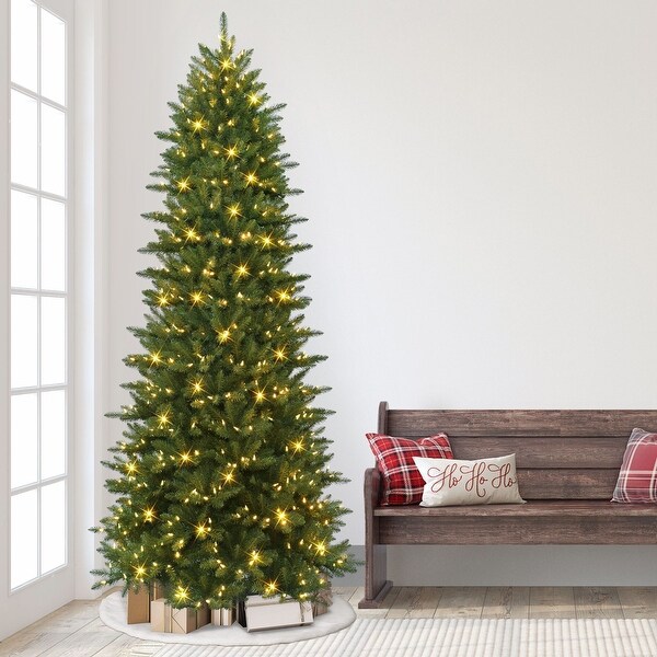 10' LED Slim Fraser Fir Artificial Christmas Tree，Color Select Lights