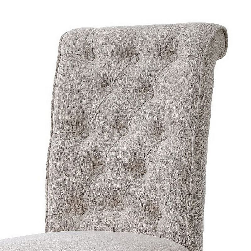 Side Chair with Button Tufted Backrest， Set of 2， Beige