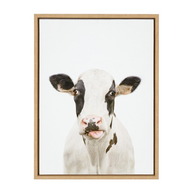 X 24 quot Sylvie Holstein Cow Portrait Framed Canvas By Amy Peterson Natural Kate amp Laurel All Things Decor