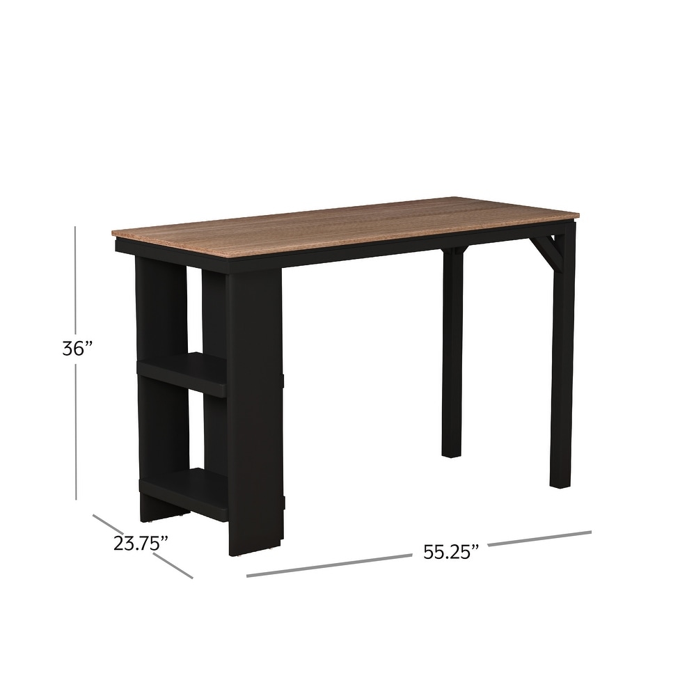 Hillsdale Furniture Knolle Park Wood Counter Height Table  Black/Wire Brush Oak   36H x 55.25W x 23.75D