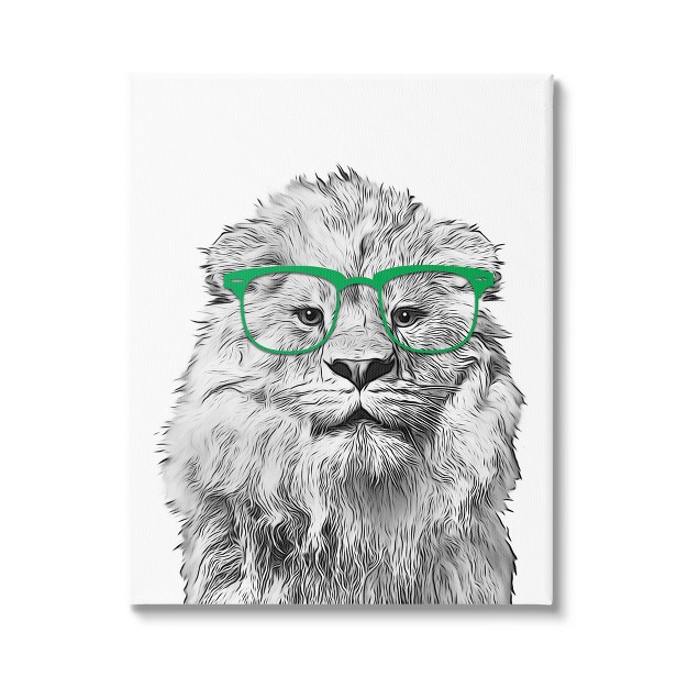 Stupell Industries Lion Wearing Glasses Wildlife Gallery Wrapped Canvas Wall Art