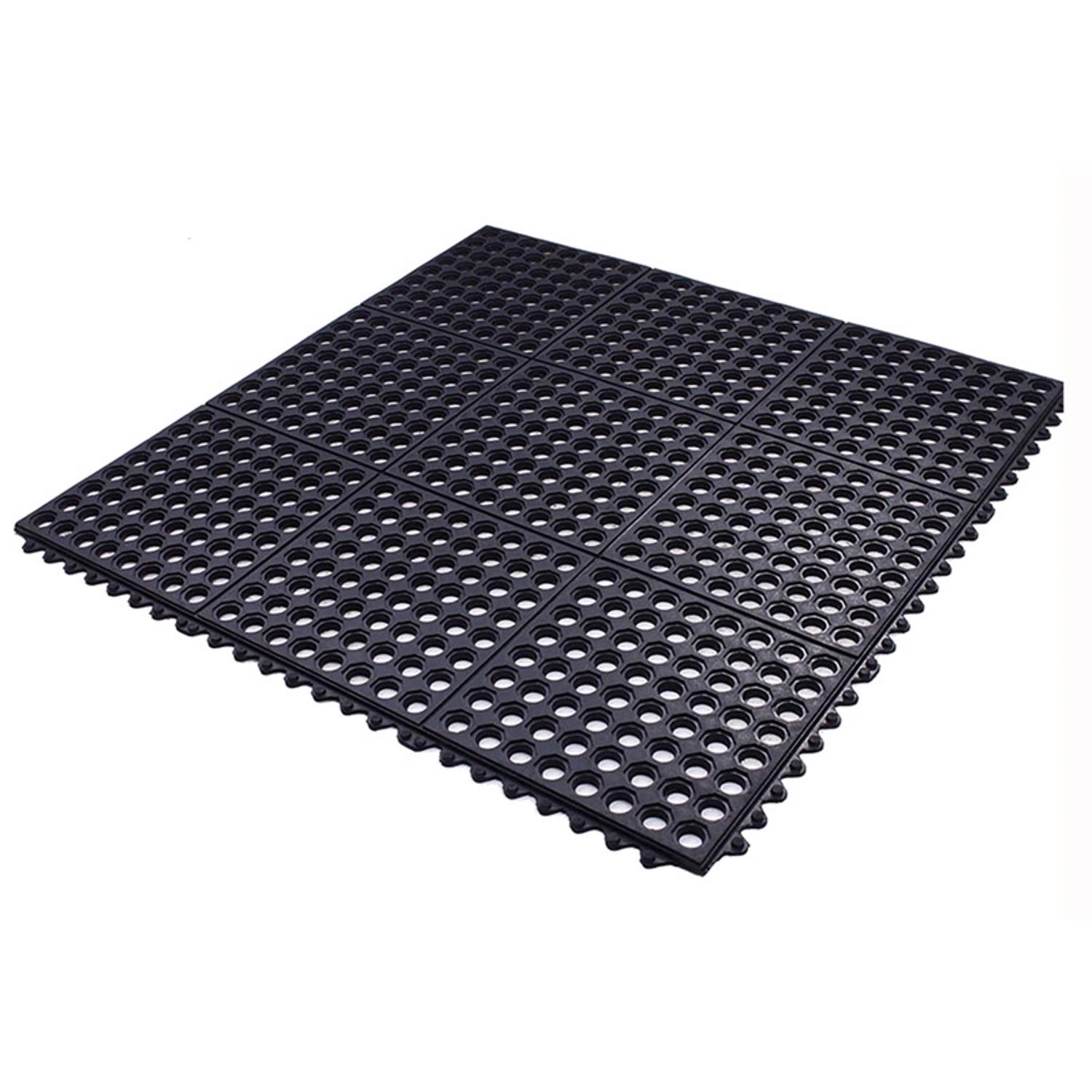 Flexgard 36 in. L X 36 in. W Black Interlocking Ring Mat Rubber Anti Fatigue Mat