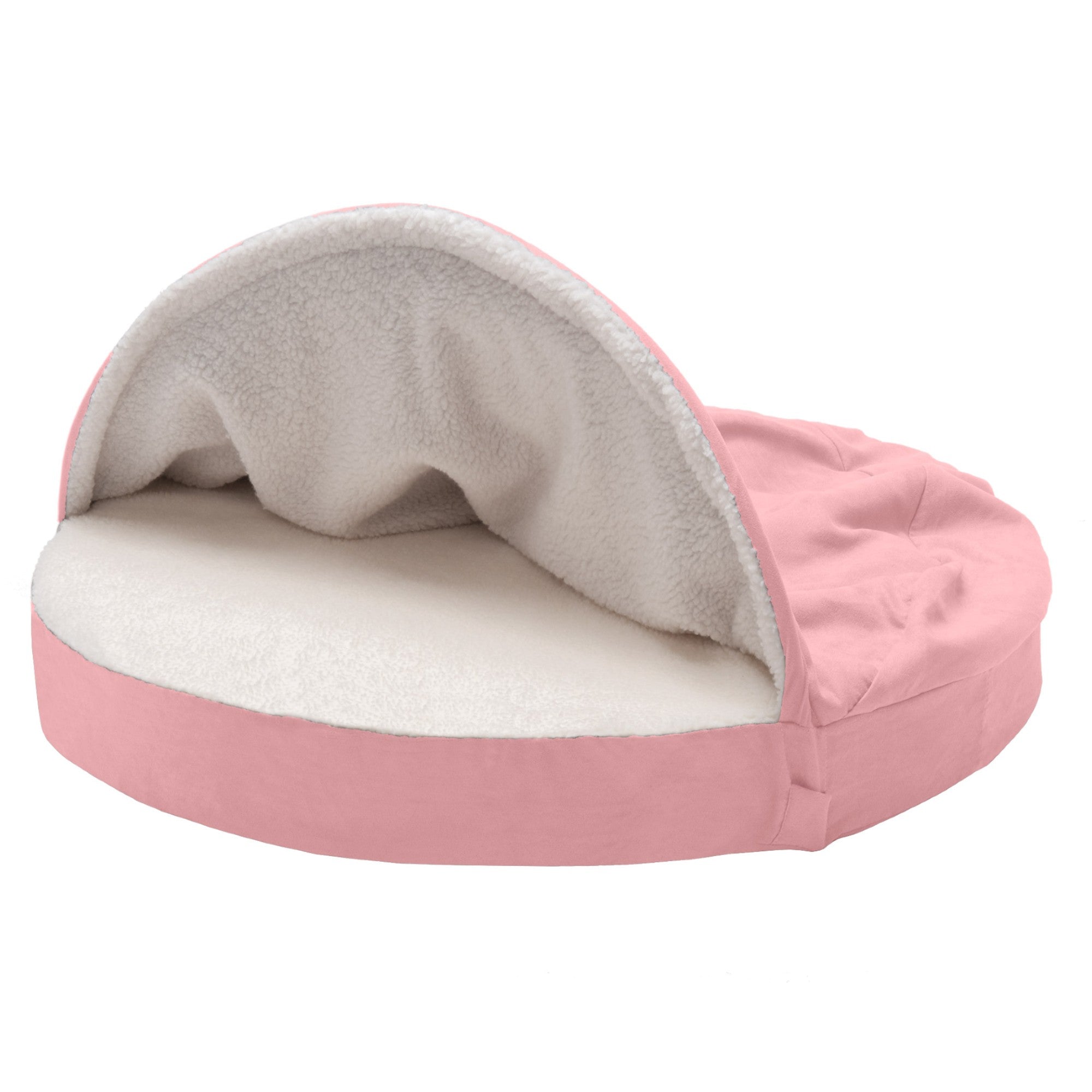 FurHaven Pet Products Orthopedic Faux Sheepskin Snuggery Burrow Pet Bed for Dogs & Cats, Pink, 35