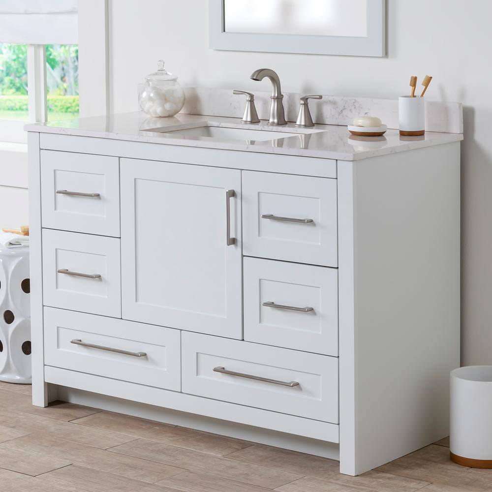 Home Decorators Collection Craye 48 in. W x 21.6 in. D x 34 in. H Bath Vanity Cabinet without Top in White CY48-WH