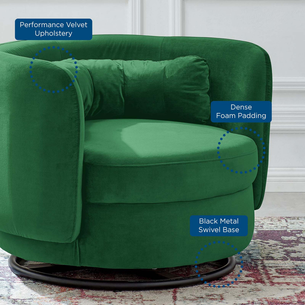 Relish Performance Velvet Performance Velvet Swivel Chair  Black Emerald   Contemporary   Armchairs And Accent Chairs   by Homesquare  Houzz