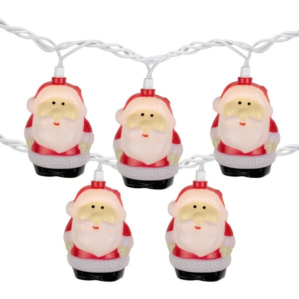 10Count Santa Claus Christmas Light Set 6ft Green Wire