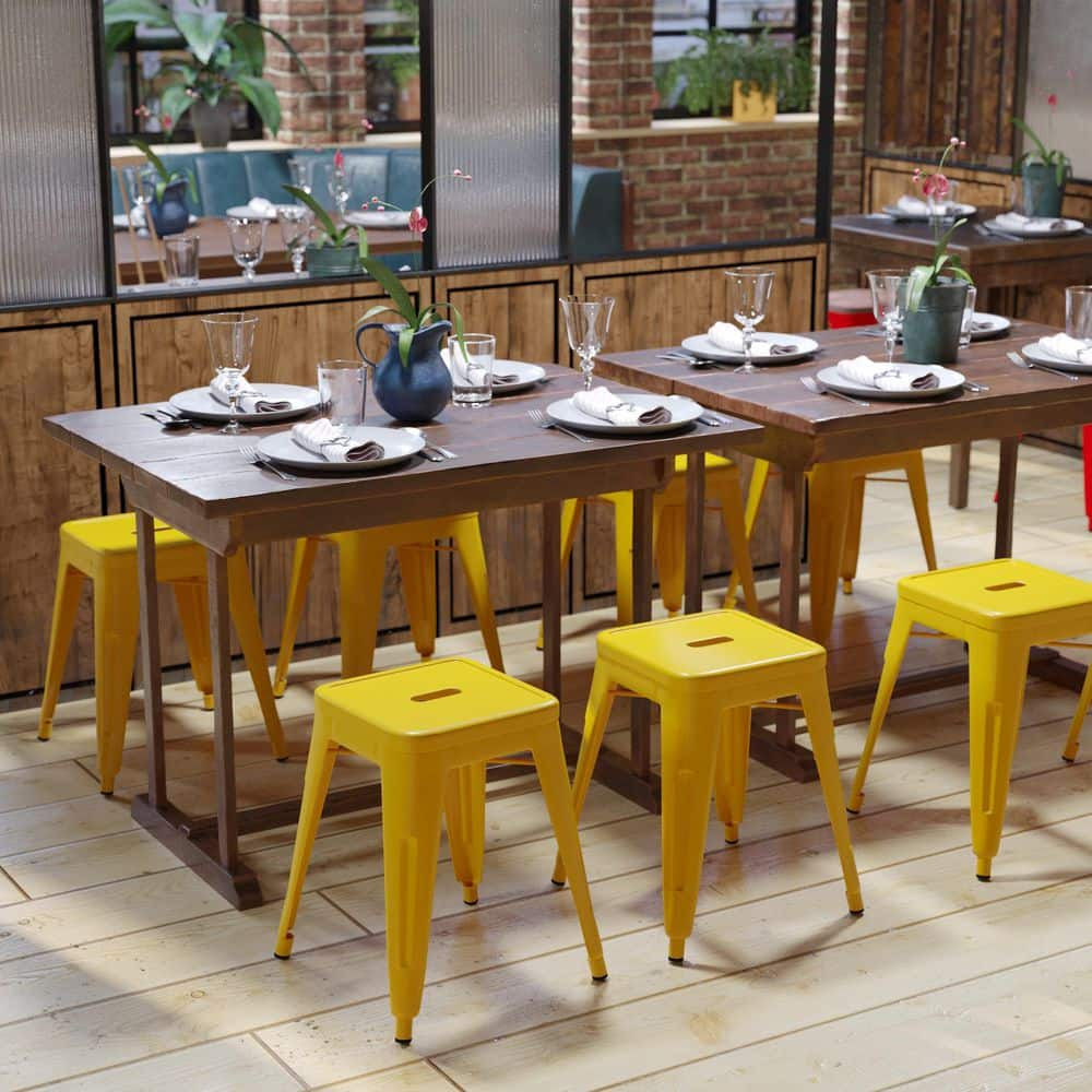 Carnegy Avenue 18 in. Yellow Backless Metal Bar Stool with Metal Seat Set of 4 CGA-ET-509915-YE-HD