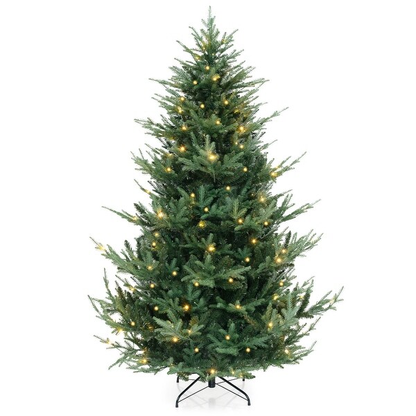 PreLit Artificial Hinged Xmas Tree with PVC and PE Branch Tips for Holiday Decor