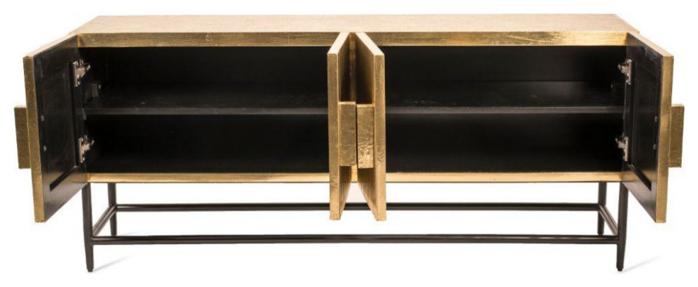 Brass Metal Cabinet  Pols Potten Ribbel Low   Midcentury   Accent Chests And Cabinets   by Luxury Furnitures  Houzz