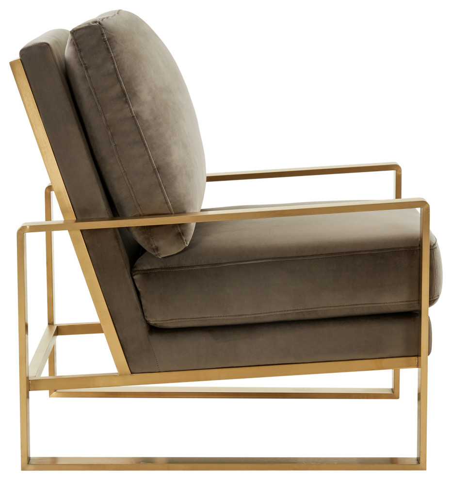 LeisureMod Jefferson Velvet Accent Armchair With Gold Frame   Contemporary   Armchairs And Accent Chairs   by LeisureMod  Houzz