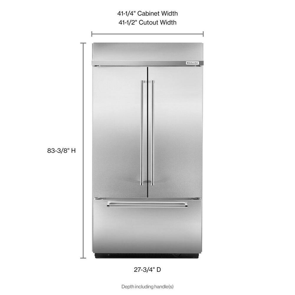 KitchenAid 24.2 cu. ft. Built-In French Door Refrigerator in Stainless Steel Platinum Interior KBFN502ESS