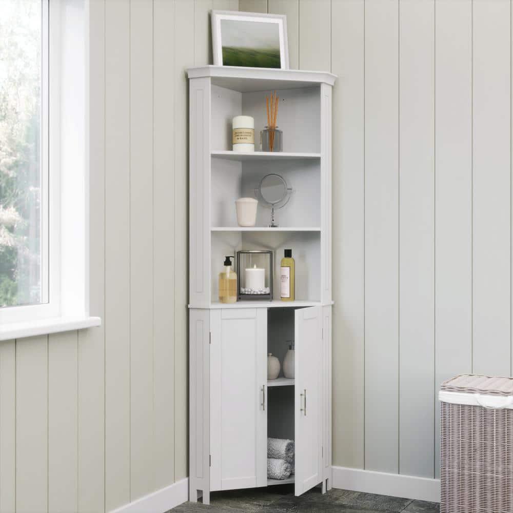 RiverRidge Home Somerset 26 in W x 1831 in D x 70 in H TwoDoor Corner Cabinet in White