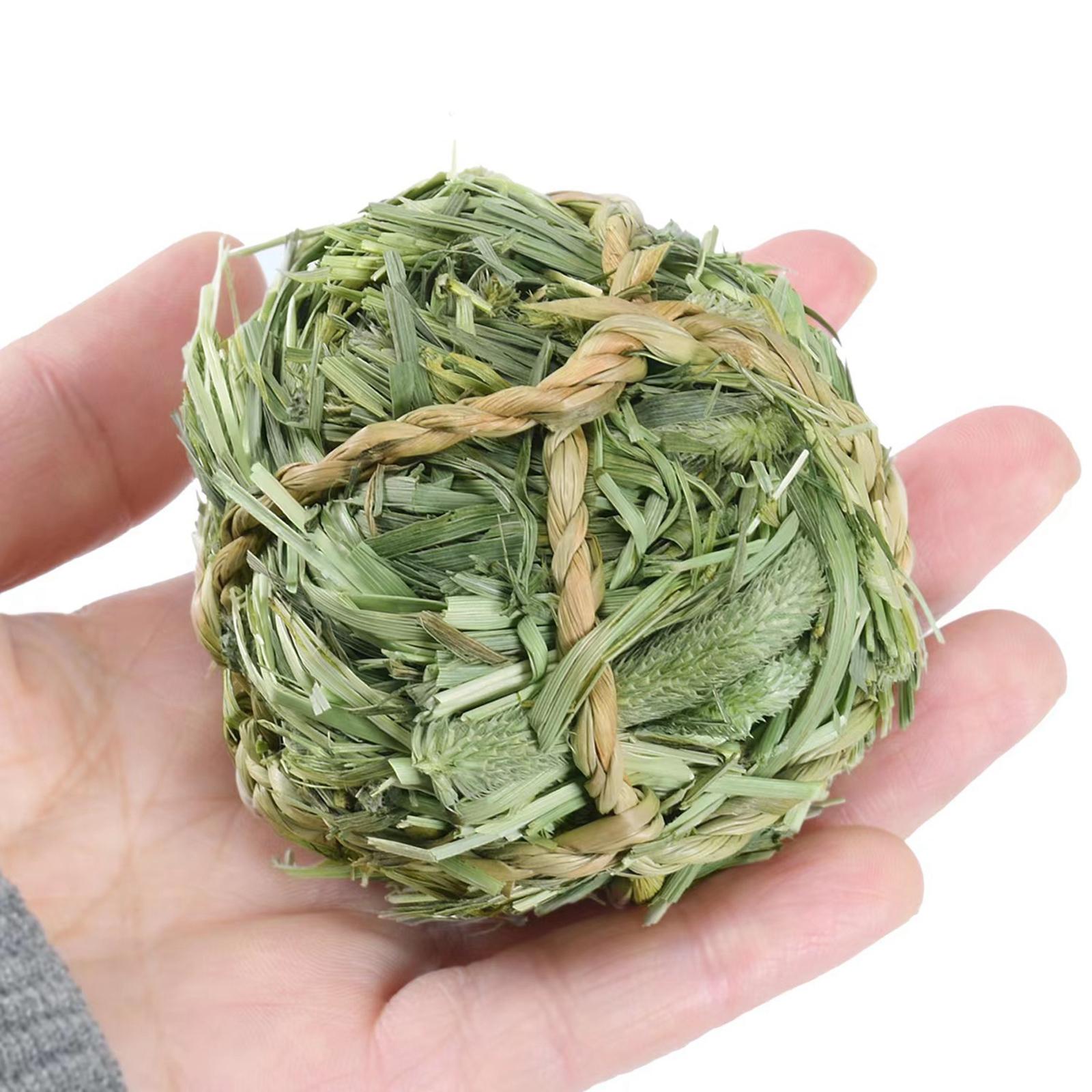 Rabbit Chew Toy Woven Grass Ball Activity Toy Bite Grind Toy Timothy Grass Hay Ball for Hamster Gerbils Pets Supplies