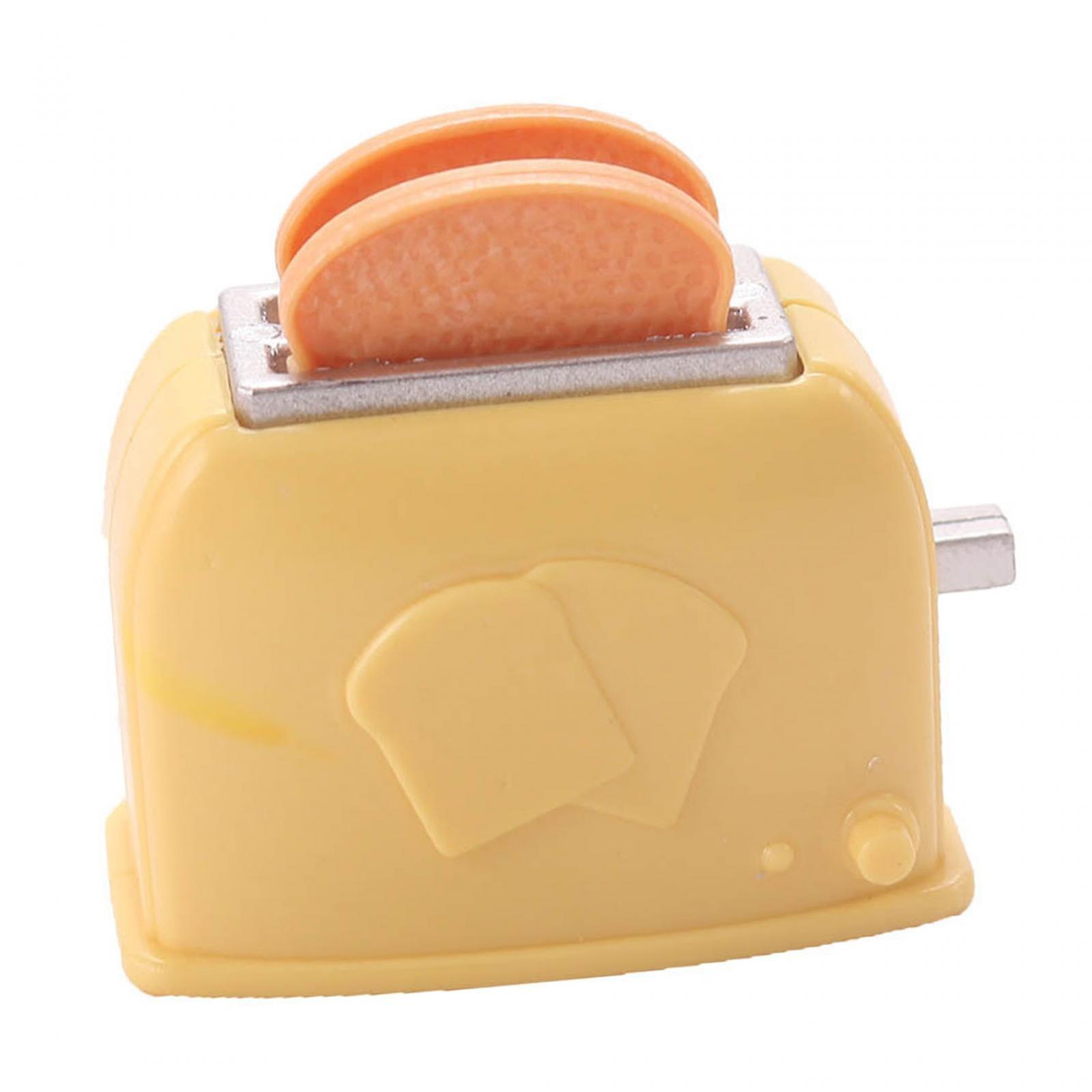 Dollhouse Bread Toaster Miniature Breakfast Bread Toaster For 1/6 1/12 Cafes Yellow