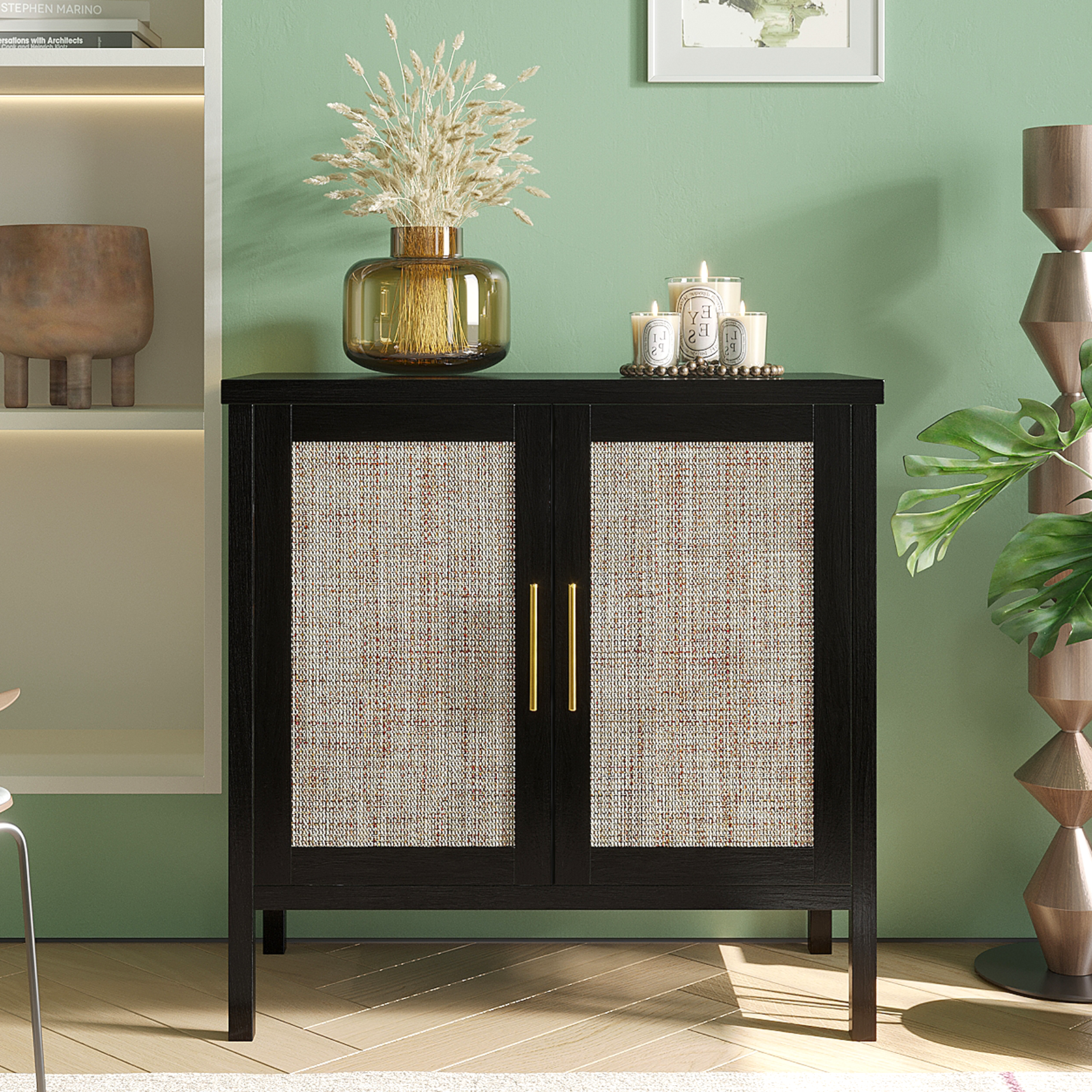 Rattan Storage Cabinet Hallway Rattan Buffet Cabinet Sideboard