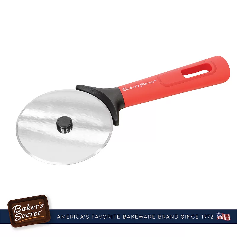 Baker's Secret Kitchen Accessories Stainless Steel Easy-grip Pizza Cutter 3.3 Red