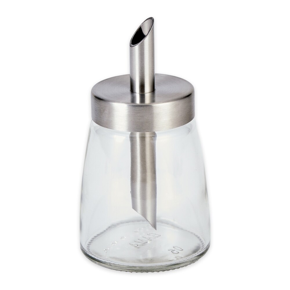 Glass Sugar Dispenser with Pour Spout Stainless Steel Lid   2.5x2.5x5\