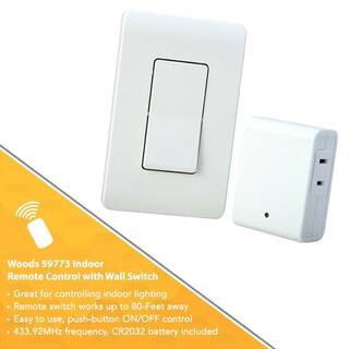 Woods 8-Amp Indoor Plug-In Wireless Wall Switch Light Control White 59773WD