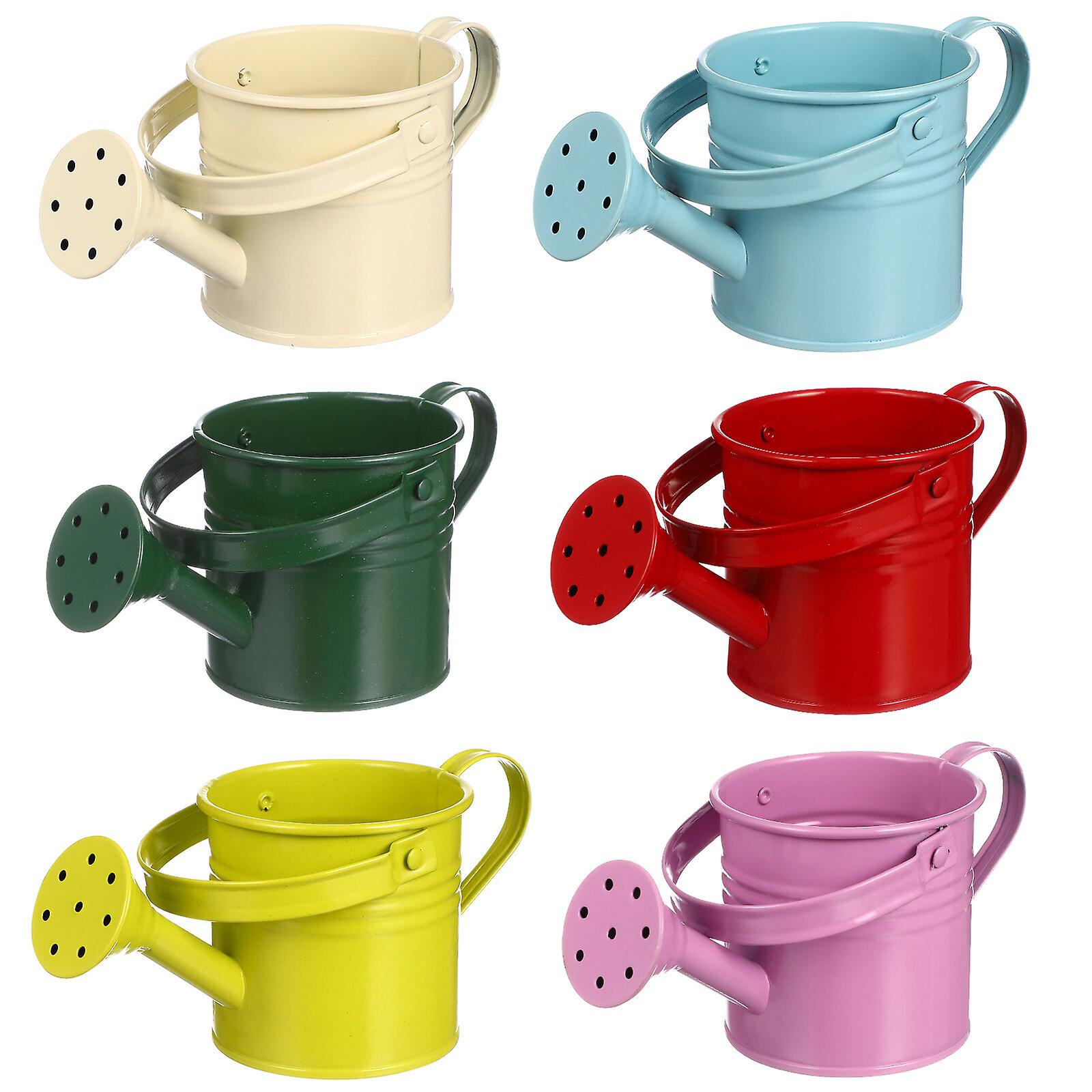 6pcs Pretty Gardening Iron Watering Cans Childrens Multi-color Watering Cans