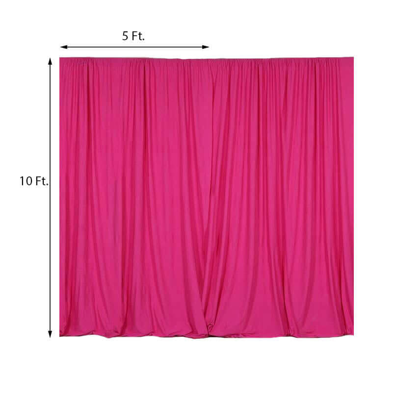 2 Pack Fuchsia Scuba Polyester Backdrop Drape Curtains, Inherently Flame Resistant Event Divider Panels Wrinkle Free With Rod Pockets - 10ftx10ft