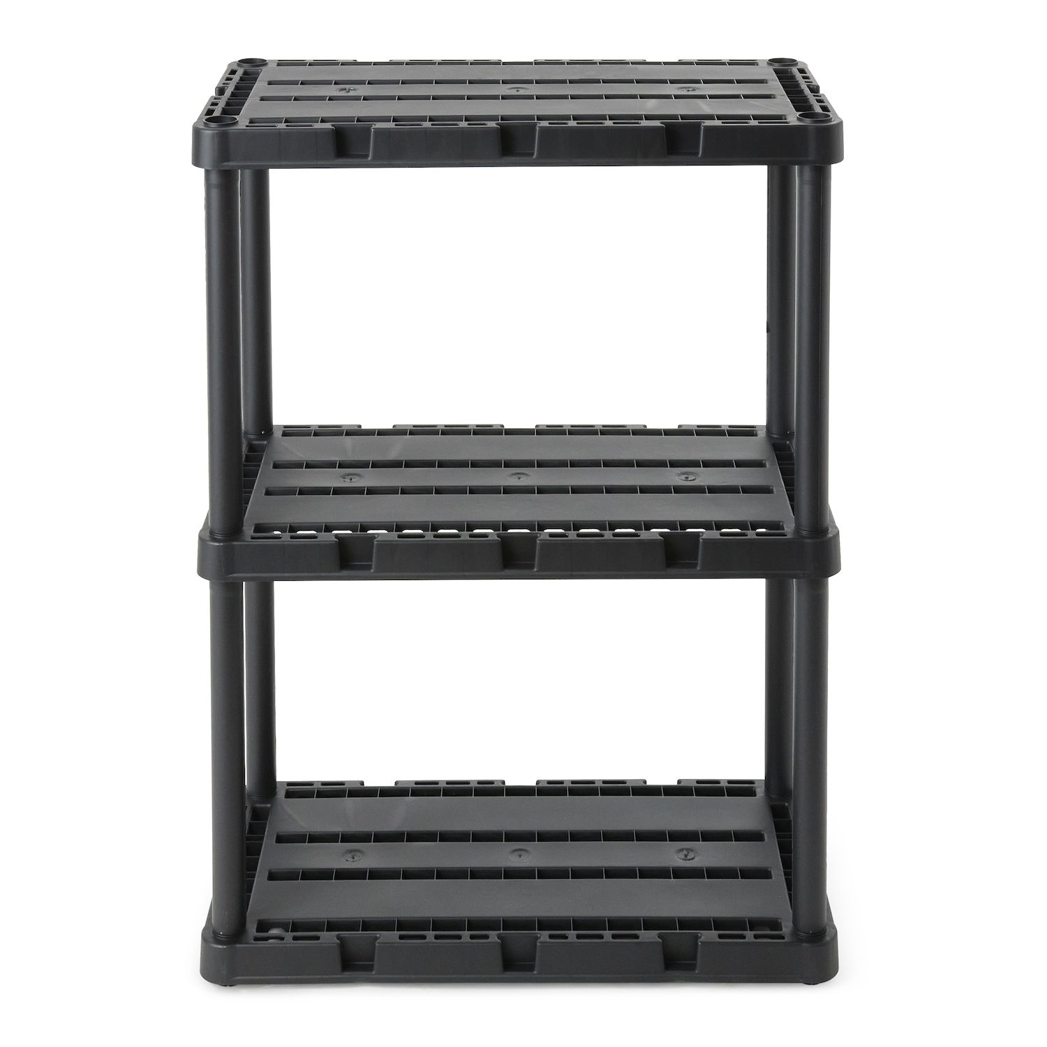 Gracious Living 3 Shelf Knect-A-Shelf Solid Light Duty Storage Unit， Black 2Pack