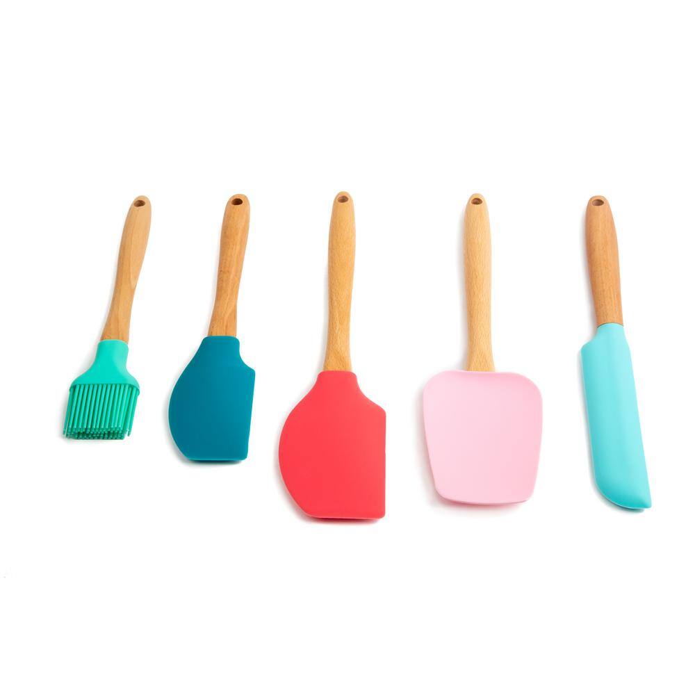 Core Kitchen Nostalgia Light Beechwood and Silicone Utensils (Set of 5) 16702