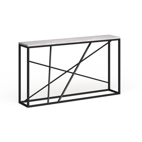 SEI Furniture Kerley Faux Marble Skinny Console Table - Matte Black