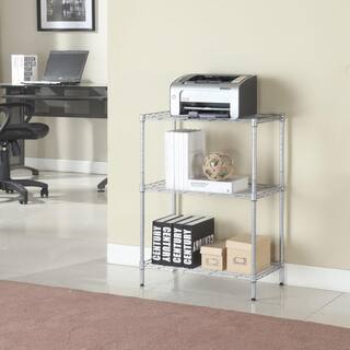 Karl home Silver 3-Tier Heavy Duty Steel Freestanding Garage Storage Shelving Unit (13.39 in. W x 31.5 in. H x 23.23 in. D) 302992573303