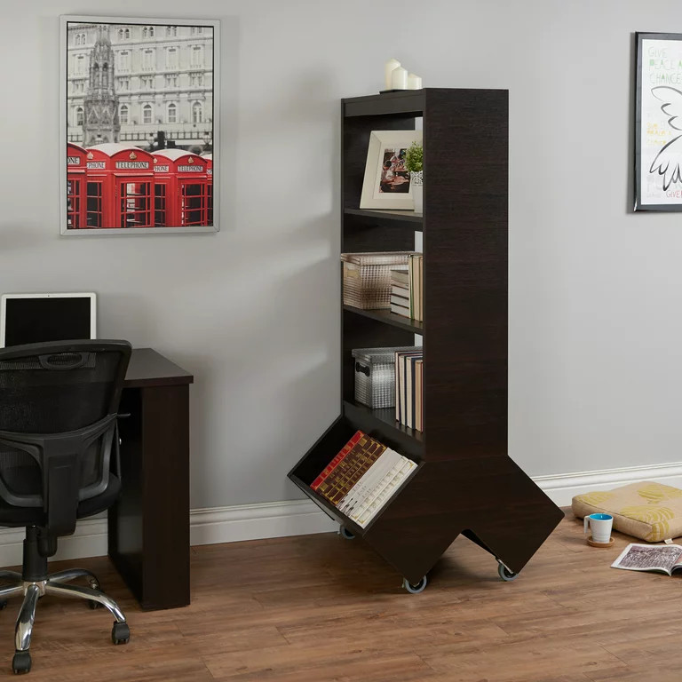 Contemporary Bookshelf  Unique Design With Dual Angled Bottom Shelves  Espresso   Transitional   Bookcases   by Decorn  Houzz