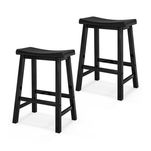 Set of 2 24 Inch Counter Height Stools with Solid Wood Legs - 18